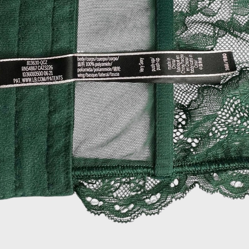Victoria's Secret Very Sexy Push Up Bra Emerald Green Corset Top 36B LIKE NEW - Picture 10 of 12